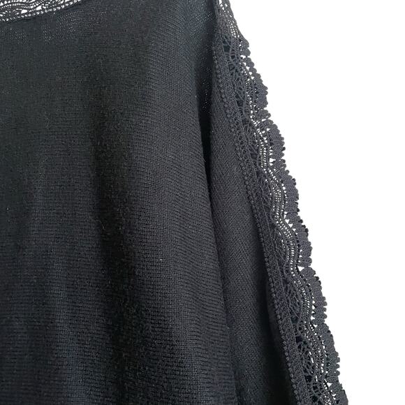 Cato Women Tunic Sweater 22/24 Black Crochet Lace Cut Out Sleeve Whimsigoth Boho - Picture 7 of 15